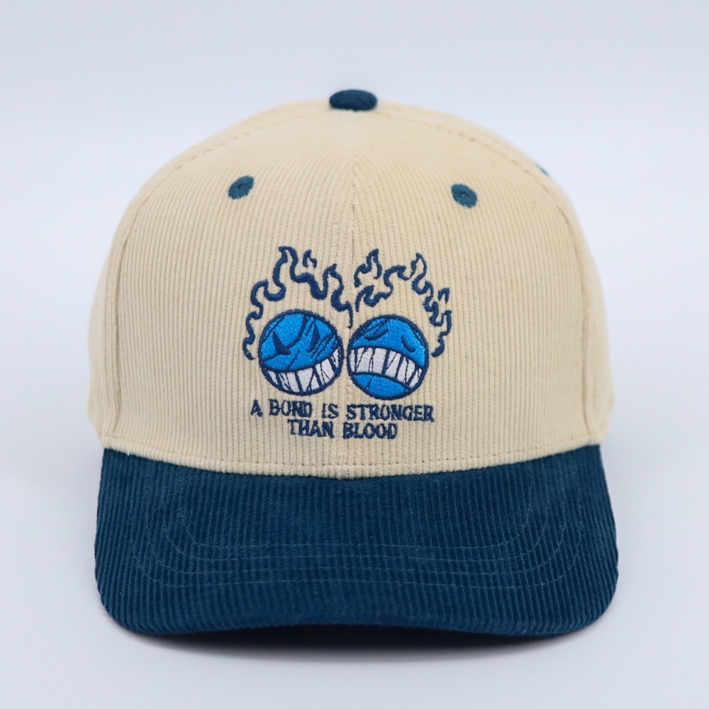 Allegory Corduroy Snapback Hat Mens OSFM Cream Teal‎ Blue Flame Graphic Cap